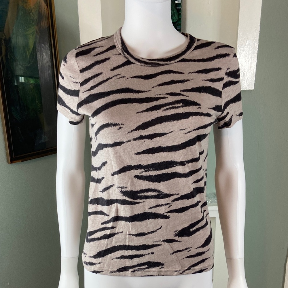 NWT New Rails The Fitted Crew Watercolor Tiger Stripe T-Shirt Tee Top Blouse XS - Picture 3 of 9